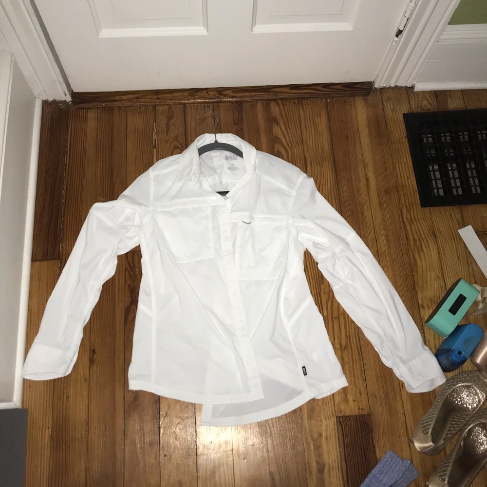 REI button up white shirt
